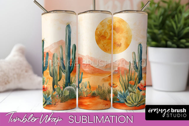 Boho Tumbler Wrap, Minimalist Landscape Tumbler Sublimation Sublimation OrangeBrushStudio 
