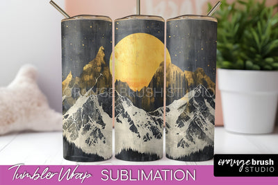 Boho Tumbler Wrap, Minimalist Landscape Tumbler Sublimation Sublimation OrangeBrushStudio 