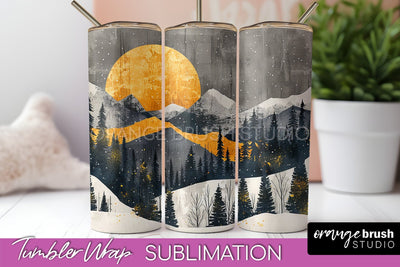 Boho Tumbler Wrap, Minimalist Landscape Tumbler Sublimation Sublimation OrangeBrushStudio 