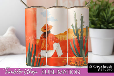 Boho Tumbler Wrap, Minimalist Landscape Tumbler Sublimation Sublimation OrangeBrushStudio 