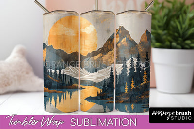 Boho Tumbler Wrap, Minimalist Landscape Tumbler Sublimation Sublimation OrangeBrushStudio 