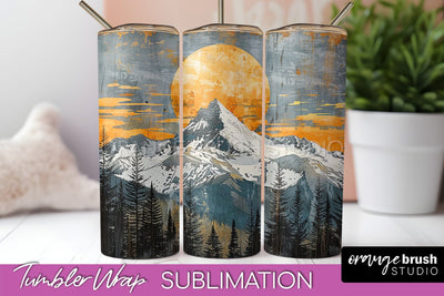 Boho Tumbler Wrap, Minimalist Landscape Tumbler Sublimation Sublimation OrangeBrushStudio 