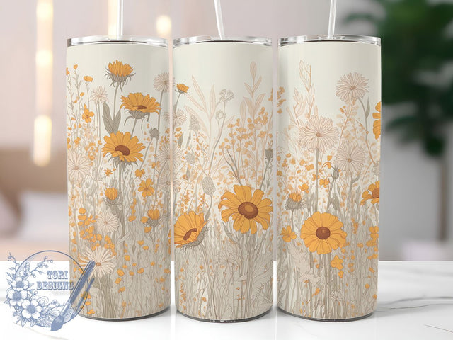 Boho Vintage Artistic Floral 20oz Tumbler, Pattern Design, 20oz Wrap, Sublimation Design, Artistic Tumbler, Vintage Style, PNG File Sublimation ToriDesigns 