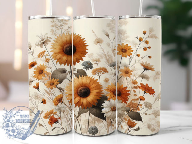 Boho Vintage Artistic Floral 20oz Tumbler, Pattern Design, 20oz Wrap, Sublimation Design, Artistic Tumbler, Vintage Style, PNG File Sublimation ToriDesigns 