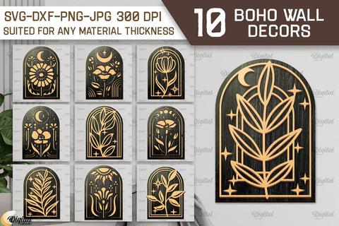 Boho Wall Decor Laser Cut Bundle. Boho Wood Wall Art SVG SVG Evgenyia Guschina 