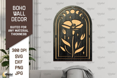 Boho Wall Decor Laser Cut Design. Boho Wood Wall Art SVG SVG Evgenyia Guschina 