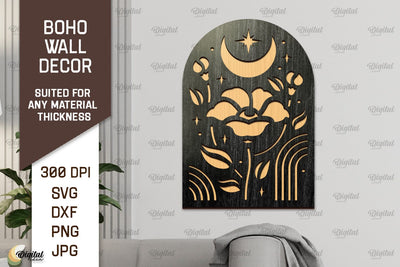 Boho Wall Decor Laser Cut Design. Boho Wood Wall Art SVG SVG Evgenyia Guschina 