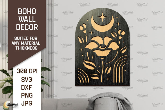 Boho Wall Decor Laser Cut Design. Boho Wood Wall Art SVG SVG Evgenyia Guschina 