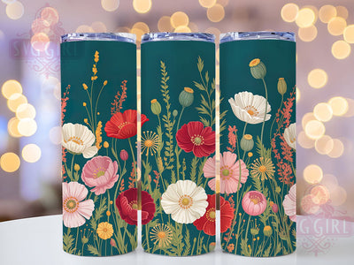 Boho Watercolor Floral Tumbler, Watercolor Flowers, Artistic Style, Whimsical Design, Vibrant Pattern, 20Oz Tumbler, Sublimation Wrap Sublimation SvggirlplusArt 
