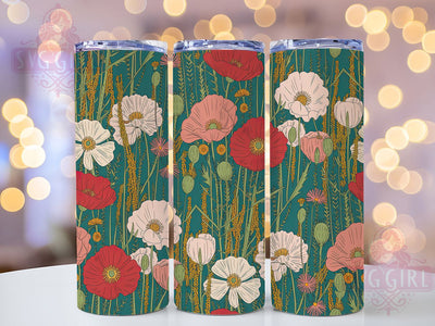 Boho Watercolor Floral Tumbler, Watercolor Flowers, Artistic Style, Whimsical Design, Vibrant Pattern, 20Oz Tumbler, Sublimation Wrap Sublimation SvggirlplusArt 