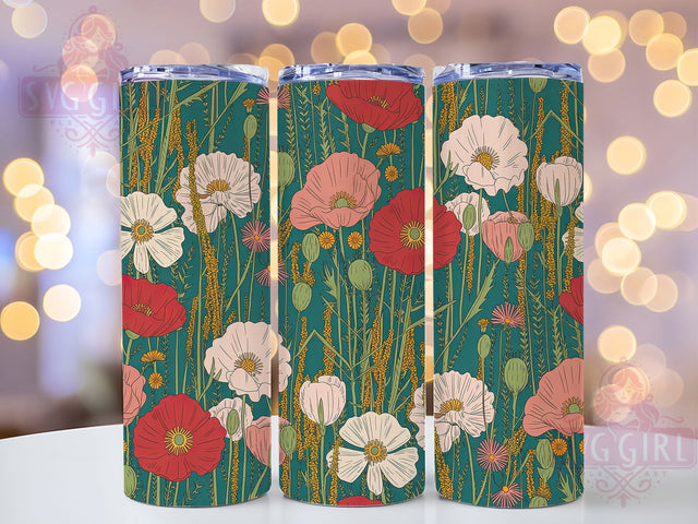 Boho Watercolor Floral Tumbler, Watercolor Flowers, Artistic Style, Whimsical Design, Vibrant Pattern, 20Oz Tumbler, Sublimation Wrap Sublimation SvggirlplusArt 