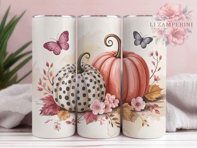 Boho Watercolor Pink Pumpkin Tumbler Wrap, Fall Tumbler Wrap, Watercolor Pumpkin Png, 20oz Skinny Tumbler Png, Autumn Tumbler Design, Girly Fall Tumbler, Boho Fall Sublimation Sublimation Li Zamperini 