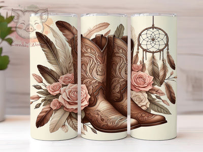Boho Western 20oz Tumbler Png, Straight & Tapered Tumbler Png, Cowgirl Boots Tumbler Png, Digital Download PNG Sublimation Lara' s Designs 