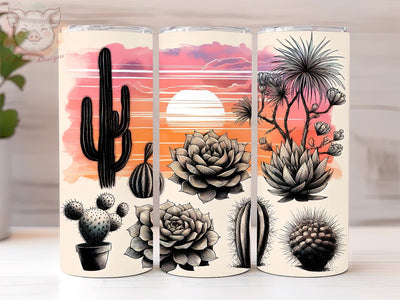 Boho Western Cactus 20oz Tumbler Png, Straight & Tapered Tumbler Png, Desert Cactus Tumbler Png, Digital Download PNG Sublimation Lara' s Designs 