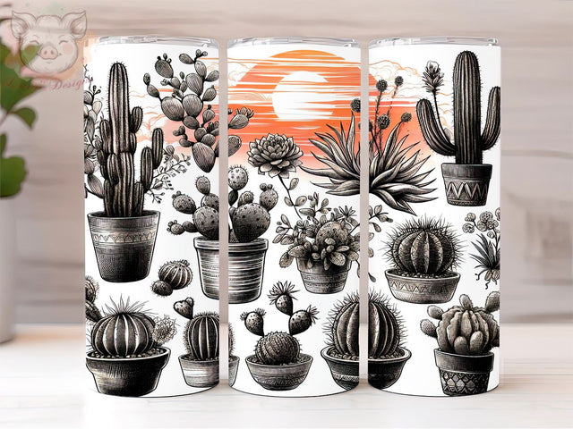 Boho Western Cactus 20oz Tumbler Png, Straight & Tapered Tumbler Png, Desert Cactus Tumbler Png, Digital Download PNG Sublimation Lara' s Designs 