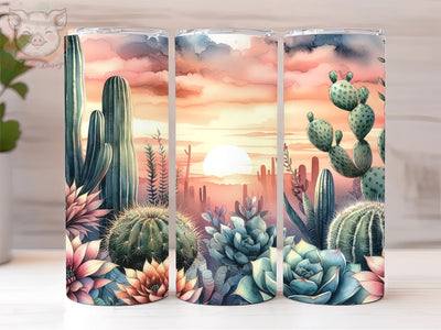 Boho Western Cactus 20oz Tumbler Png, Straight & Tapered Tumbler Png, Desert Cactus Tumbler Png, Digital Download PNG Sublimation Lara' s Designs 