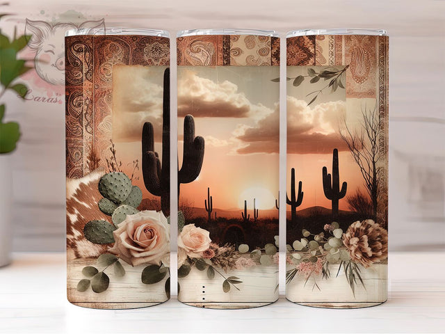 Boho Western Cactus Cowgirl Tumbler, Cactus Tumbler Wrap, 20oz Sublimation Wrap, Desert Aesthetic Tumbler, Cowgirl Style Tumbler, Rustic Country Tumbler, Digital Download Tumbler Sublimation Lara' s Designs 