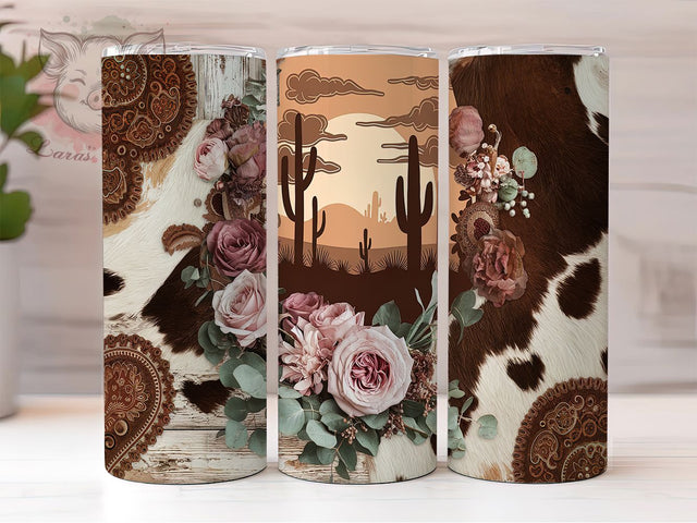 Boho Western Cactus Cowgirl Tumbler, Cactus Tumbler Wrap, 20oz Sublimation Wrap, Desert Aesthetic Tumbler, Cowgirl Style Tumbler, Rustic Country Tumbler, Digital Download Tumbler Sublimation Lara' s Designs 