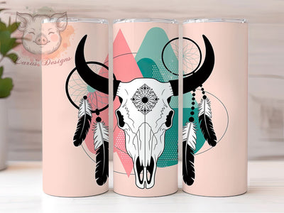 Boho Western Cow Skull Tumbler, Country Tumbler Design, Rustic 20oz Wrap, Sublimation Design, Stylish Gift Idea, Western Boho Wrap, Farmhouse Cow Skull Tumbler Sublimation Lara' s Designs 