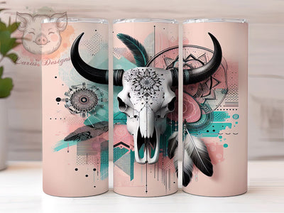 Boho Western Cow Skull Tumbler, Country Tumbler Design, Rustic 20oz Wrap, Sublimation Design, Stylish Gift Idea, Western Boho Wrap, Farmhouse Cow Skull Tumbler Sublimation Lara' s Designs 