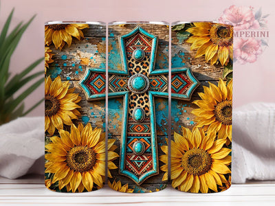 Boho Western Cross 20oz Tumbler, Cross Design, Boho Style, Western Motif, Rustic Theme, Faith Inspired, 20oz Wrap, Sublimation Tumbler Sublimation Li Zamperini 