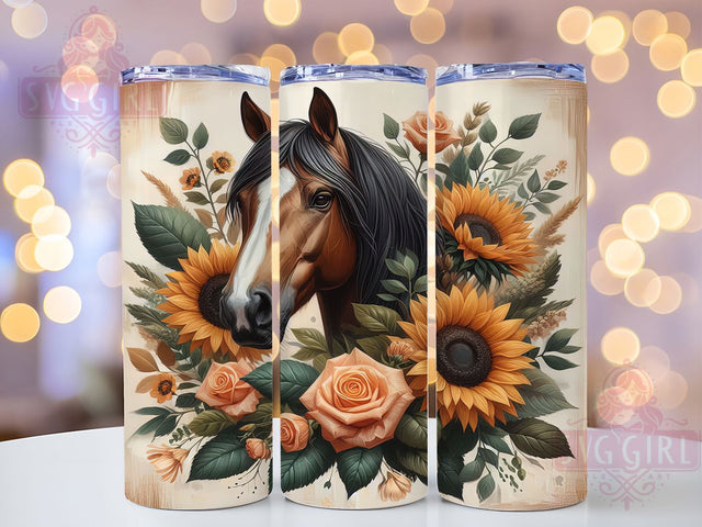 Boho Western Horse Tumbler Wrap, Ranch Life Cup, 20oz Western Tumbler Wrap, Rustic Farm Animal PNG, Country Horse Sublimation, Equestrian Gift Cup, Wild Mustang Tumbler Design Sublimation SvggirlplusArt 