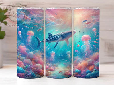 Boho Whale Shark Tumbler, Ocean Boho Tumbler, Sea Life Design, 20oz Tumbler Wrap, Sublimation Design, Marine Gift Wrap, Coastal Boho Tumbler Sublimation Lara' s Designs 