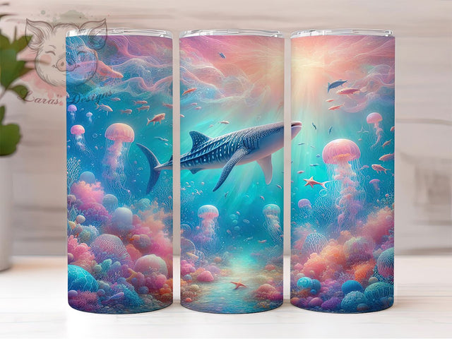 Boho Whale Shark Tumbler, Ocean Boho Tumbler, Sea Life Design, 20oz Tumbler Wrap, Sublimation Design, Marine Gift Wrap, Coastal Boho Tumbler Sublimation Lara' s Designs 