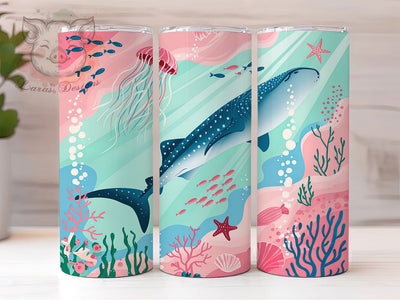 Boho Whale Shark Tumbler, Ocean Boho Tumbler, Sea Life Design, 20oz Tumbler Wrap, Sublimation Design, Marine Gift Wrap, Coastal Boho Tumbler Sublimation Lara' s Designs 
