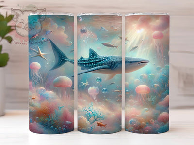 Boho Whale Shark Tumbler, Ocean Boho Tumbler, Sea Life Design, 20oz Tumbler Wrap, Sublimation Design, Marine Gift Wrap, Coastal Boho Tumbler Sublimation Lara' s Designs 