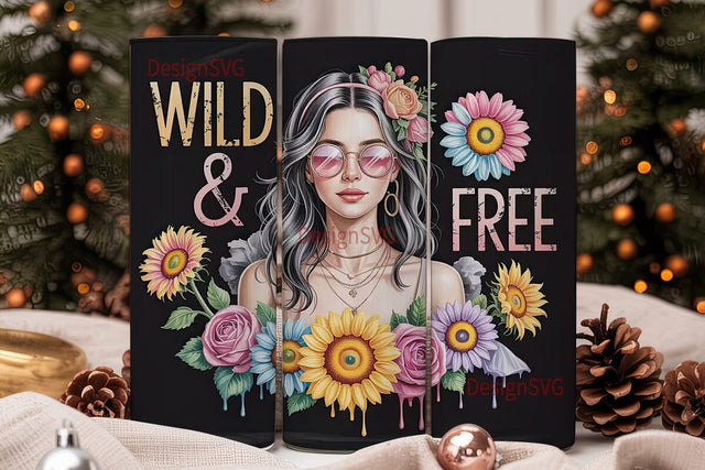 Boho Wild & Free 20oz Tumbler Wrap Sublimation DesignSVG 