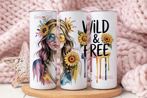 Boho Wild & Free 20oz Tumbler Wrap Sublimation DesignSVG 