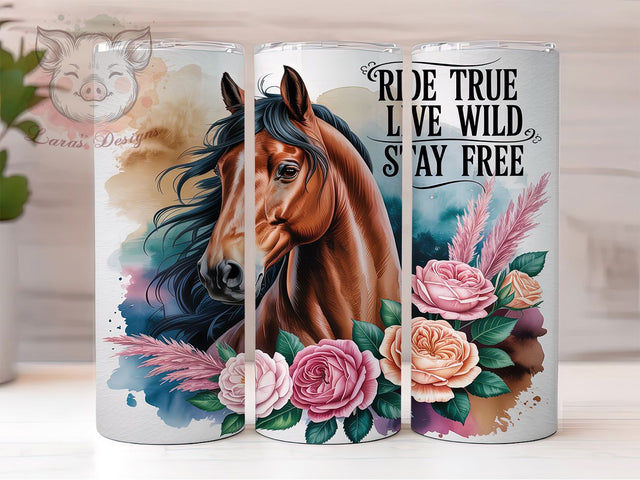 Boho Wild Horse Freedom Tumbler Wrap, Free Spirit Design, Equestrian Art, Horse Lover Cup, Western Freedom Gift, Wild Horse Wrap, Boho Rider Sublimation Sublimation Lara' s Designs 