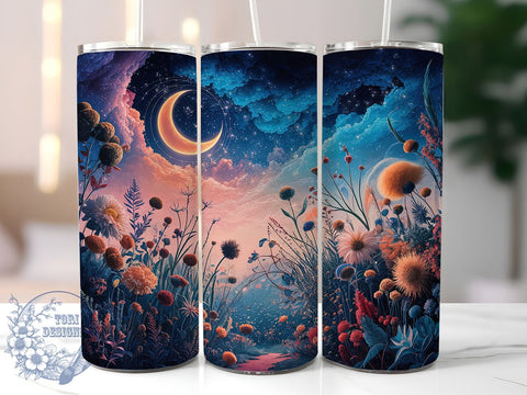 Boho Wildflower 20oz Skinny Tumbler, Floral Tumbler Png, Straight & Tapered Tumbler Wrap, Instant Digital Download Sublimation ToriDesigns 