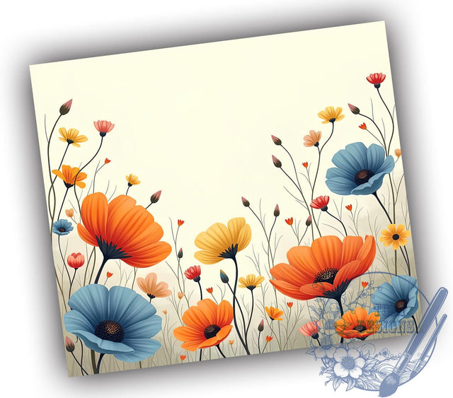 Boho Wildflower 20oz Tumbler, Wildflower Design, 20oz Tumbler Wrap, Sublimation Tumbler, Floral Tumbler, Nature Inspired Gift, Vintage Flower Tumbler Sublimation ToriDesigns 