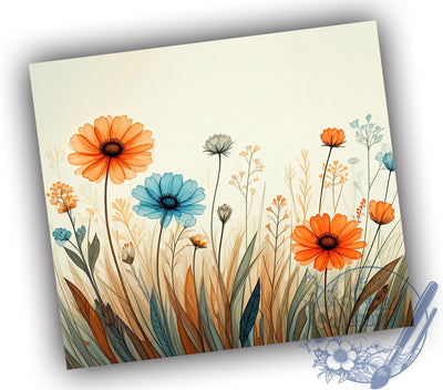 Boho Wildflower 20oz Tumbler, Wildflower Design, 20oz Tumbler Wrap, Sublimation Tumbler, Floral Tumbler, Nature Inspired Gift, Vintage Flower Tumbler Sublimation ToriDesigns 