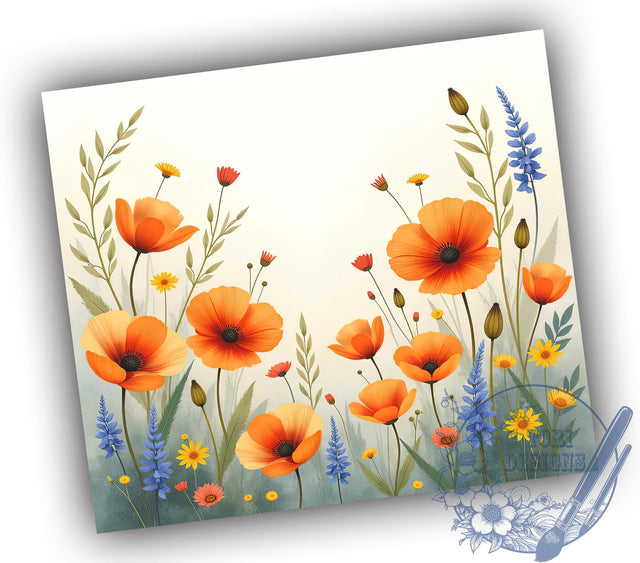 Boho Wildflower 20oz Tumbler, Wildflower Design, 20oz Tumbler Wrap, Sublimation Tumbler, Floral Tumbler, Nature Inspired Gift, Vintage Flower Tumbler Sublimation ToriDesigns 