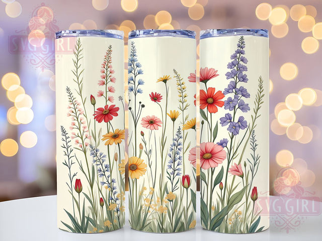 Boho Wildflower 20oz Tumbler Wrap, Spring Floral Design, 20oz Sublimation Tumbler, Colorful Flower Drinkware, Bohemian Gift for Her, Vintage Floral Tumbler, Spring Decor Tumbler Sublimation SvggirlplusArt 