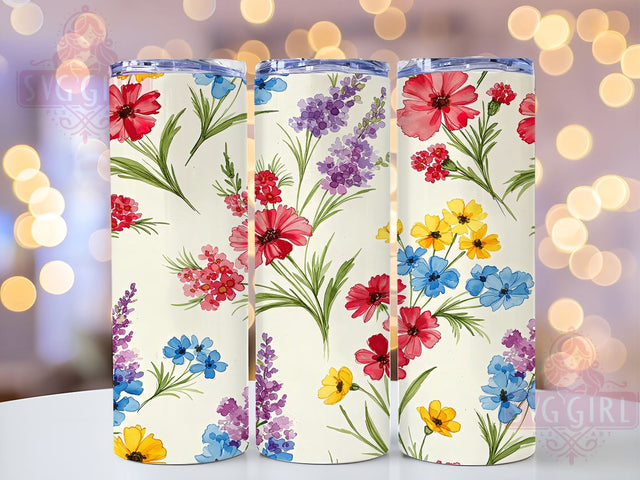 Boho Wildflower 20oz Tumbler Wrap, Spring Floral Design, 20oz Sublimation Tumbler, Colorful Flower Drinkware, Bohemian Gift for Her, Vintage Floral Tumbler, Spring Decor Tumbler Sublimation SvggirlplusArt 