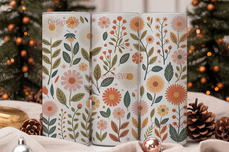 Boho Wildflower 20oz Tumbler Wrap Sublimation DesignSVG 