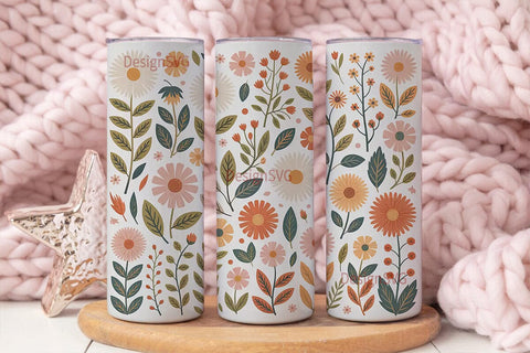 Boho Wildflower 20oz Tumbler Wrap Sublimation DesignSVG 
