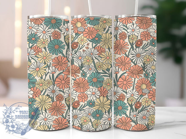 Boho Wildflower 20oz Tumbler Wrap, Wildflower Tumbler, Floral Tumbler Design, 20oz Tumbler Wrap, Boho Floral Design, Sublimation Tumbler Wrap, Bohemian Tumbler Sublimation ToriDesigns 