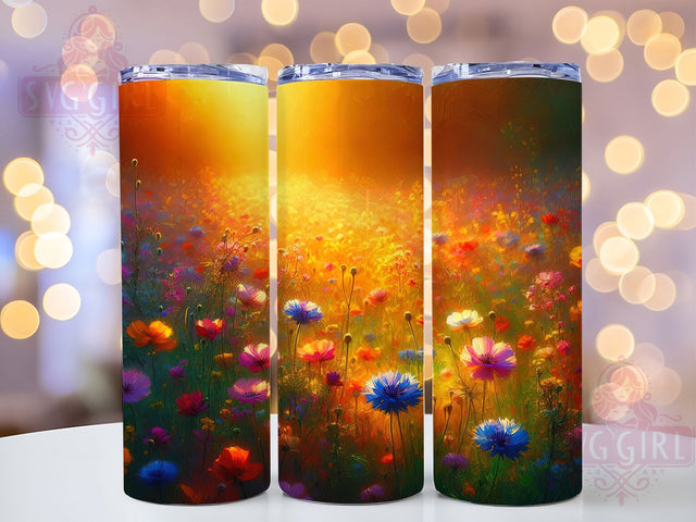 Boho Wildflower Botanical Tumbler, Boho Flower Sublimation, Vintage Botanical Design, Watercolor Meadow Art, Cottagecore Aesthetic, Rustic Garden Print Sublimation SvggirlplusArt 