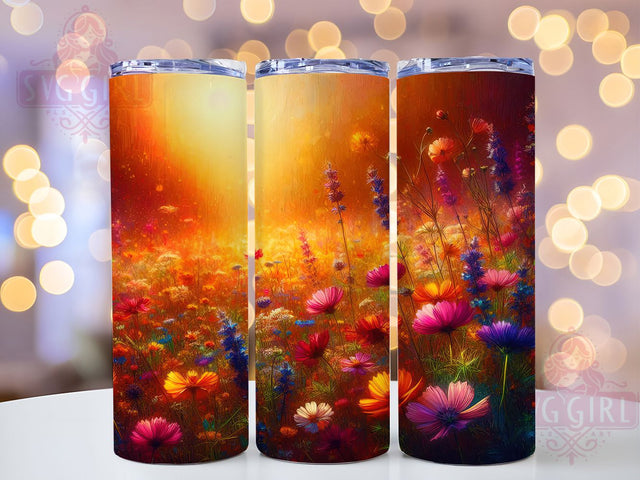 Boho Wildflower Botanical Tumbler, Boho Flower Sublimation, Vintage Botanical Design, Watercolor Meadow Art, Cottagecore Aesthetic, Rustic Garden Print Sublimation SvggirlplusArt 