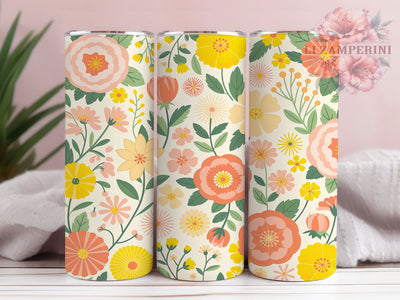 Boho Wildflower Floral Tumbler, Artistic Floral Pattern, Hippie Chic Design, 20Oz Sublimation Wrap, Free Spirit Floral Art, Rustic Boho Texture, Tumbler Sublimation Sublimation Li Zamperini 