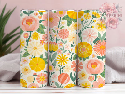 Boho Wildflower Floral Tumbler, Artistic Floral Pattern, Hippie Chic Design, 20Oz Sublimation Wrap, Free Spirit Floral Art, Rustic Boho Texture, Tumbler Sublimation Sublimation Li Zamperini 