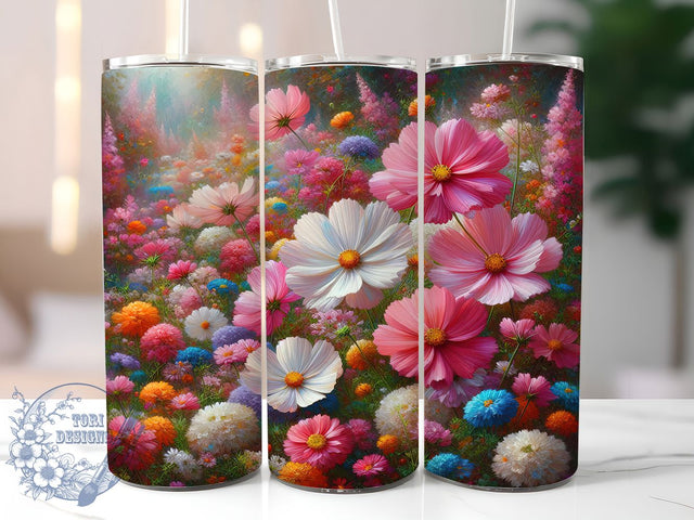 Boho Wildflower Floral Tumbler, Boho Floral, Seamless Pattern, Nature Theme, Rustic Style, 20Oz Tumbler, Sublimation Wrap Sublimation ToriDesigns 