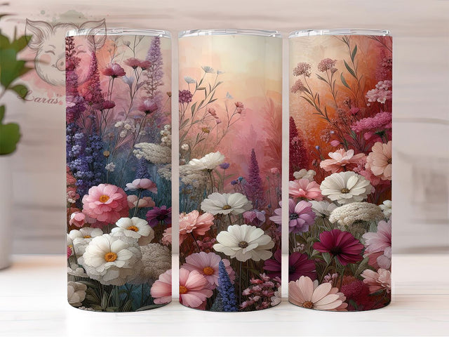 Boho Wildflower Floral Tumbler, Boho Floral Tumbler, Whimsical Flower Wrap, Rustic Boho Wrap, Vibrant Floral Wrap, Sublimation Design, Trendy Gift Idea Sublimation Lara' s Designs 