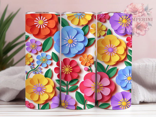 Boho Wildflower Floral Tumbler, Boho Flower Pattern, Colorful Floral Design, 20Oz Sublimation Wrap, Rustic Flower Art, Wild Bloom Texture, Tumbler Sublimation Sublimation Li Zamperini 