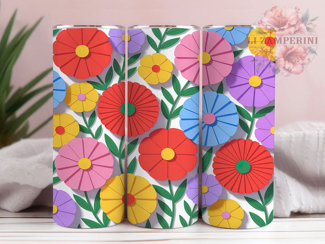 Boho Wildflower Floral Tumbler, Boho Flower Pattern, Colorful Floral Design, 20Oz Sublimation Wrap, Rustic Flower Art, Wild Bloom Texture, Tumbler Sublimation Sublimation Li Zamperini 